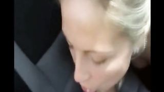 Hot blonbe babe doing blowjob and cumshot in the car 2