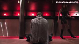 Girl in Leather Beats Guys