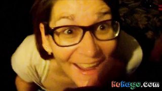 Dirty girl sucking dick on the garage floor. 2