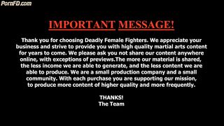 Beautif blonde Karateka kicks man