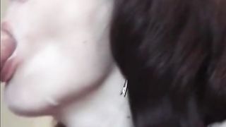 Big cock cums on mature Jessy’s face and mouth