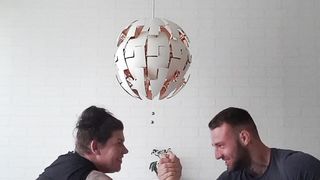 Husband vs wife armwrestling