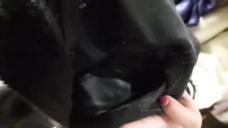 Sweet Japanese teen humiliating guys with her boots and feet