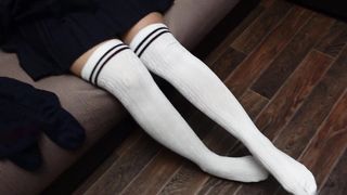 Schoolgirl Show Feet in Knee Socks and Change Dress Knee Socks Nylon Pantyhose Foot Fetish part 3