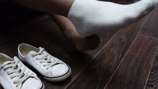 Mistress show shoes and dirty stinky socks feet soles and pantyhose tights