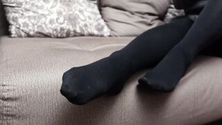 Hermione granger show feet in black Tights Pantyhose foot fetish