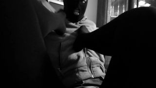 Me in pantyhose teasing my friend with foot fetish