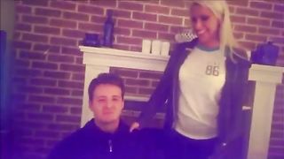 Two girls spit in mans mouth