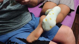 Sexy feet soles in nylon tights pantyhose dress socks foot fetish