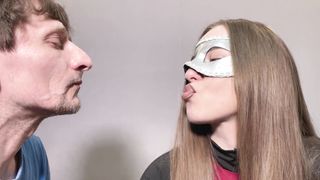 I paint my beautiful lips, and spit in the slave's mouth