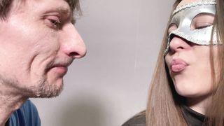 I paint my beautiful lips, and spit in the slave's mouth