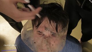 They put a bag on the head of the slave and spit a whole bunch of saliva The slave will not be able