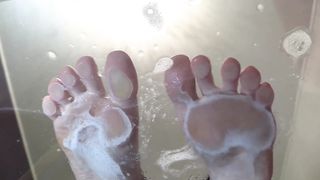 Eva . Look at my feet! Lick my drool slave! Open your mouth I will spit