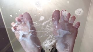 Eva . Look at my feet! Lick my drool slave! Open your mouth I will spit