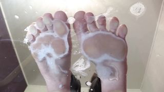 Eva . Look at my feet! Lick my drool slave! Open your mouth I will spit