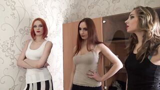 Under Sweet Weight - Angela, Eva, Judy - Triple Amazon Barefoot Trampling with Weighing