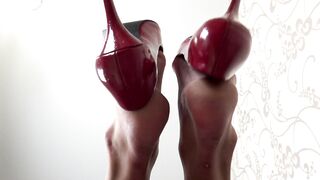 Under Sweet Weight - Isabella - Red Pumps Dangling and Barefoot Teasing