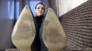 Under Sweet Weight - Sara - Shoes Dangling in Black Stockings