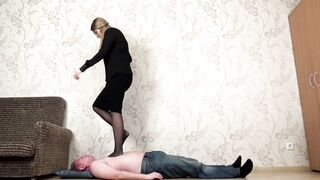 Under Sweet Weight - Sara - Stockings Trampling