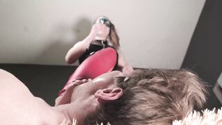 I rest guy licks my feet and likes it when I spit in his face Party 1-2