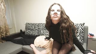 How do you like my ass? Sniff my pussy slave! Open your mouth and I'll spit