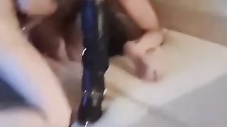 Husband in stockings films as strangers use his slut wife's holes