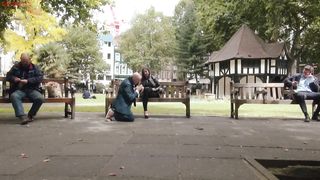 CRUEL ENGLISH FEMDOM - Mistress Evilyne - VERY PUBLIC FOOT SLAVE