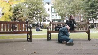 CRUEL ENGLISH FEMDOM - Mistress Evilyne - VERY PUBLIC FOOT SLAVE