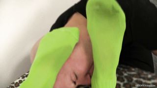 SockSlaves - Megan green socks laze