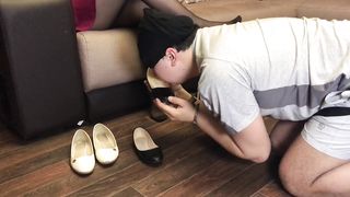 Femdome Bound Slave Lick Clean Shoes Mistress Handcuffs