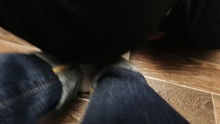 SLAVE LICK FEET MISTRESS IN White Socks and PANTYHOSE NYLON FOOT WORSHIP