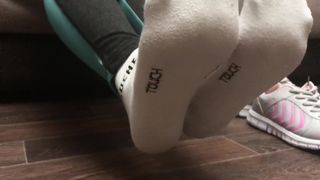 Femdome Slave in Handcuff Worship Sport Socks Mistress