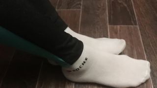 Femdome Slave in Handcuff Worship Sport Socks Mistress