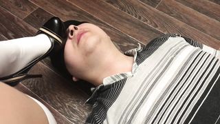 Femdome Slave Lick Black Shoes Mistress
