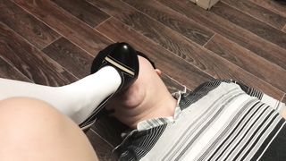 Femdome Slave Lick Black Shoes Mistress