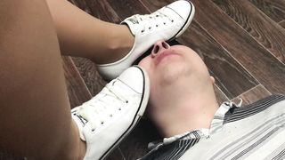 Femdome Slave Lick White Shoes Mistress