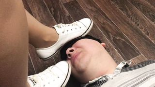 Femdome Slave Lick White Shoes Mistress