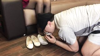 Femdome Bound Slave Lick Clean Shoes Mistress Handcuffs