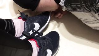 Slave Licks Sneakers to Mistress