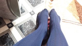 Home Femdome Slave Lick and Kiss Feet Nylon Pantyhose