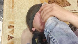 Femdome Slave Lick and Kiss Foot Feet in Socks Nylon Pantyhose Home