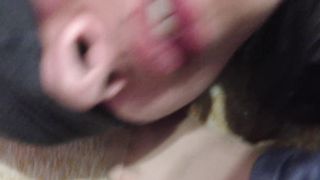 Femdome Slave Lick and Kiss Foot Feet in Socks Nylon Pantyhose Home