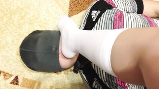 Slave Kiss and Lick Feet Schoolgirl FEMDOME Knee Socks Foot Fetish