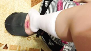 Slave Kiss and Lick Feet Schoolgirl FEMDOME Knee Socks Foot Fetish