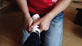 Slave Massage Legs Feet Foot in Socks Femdome