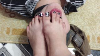 Femdome Bound Slave Liсk Nylon Feet Legs Facesitting Bondage Handcuffs