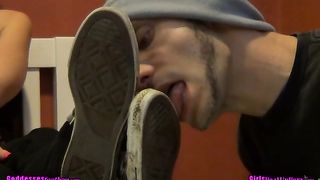 GoddessesFootboy - Cruel Bitches order slave To Lick Their Waitressing Shoes