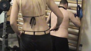 Dana`s First Time - torture Slave Gunnar in a Sports Room 3