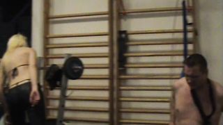 Dana`s First Time - torture Slave Gunnar in a Sports Room 4