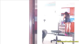 Live Cam from Latina Maid at Job NEW Latex Pants